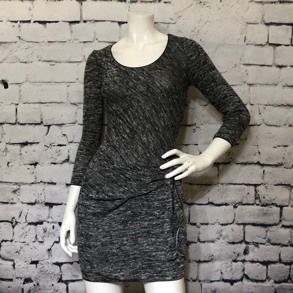 Max Studio Gray Marled Long Sleeve Knit Mini Dress XS